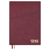 Ежедневник 2026г А5+ 176л Шеврет бордовый кожзам интегральный переплет 70210