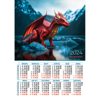 Календарь 2024 листовой А3 Год дракона 8143