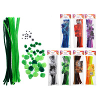 Проволока синельная набор d=0.6см длина 30см - 30шт помпоны - 36шт глазки - 14шт в ассорт