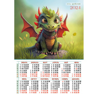Календарь 2024 листовой А3 Год дракона 8136