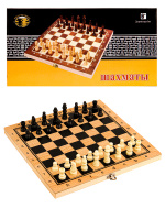 Шахматы деревянные поле 24 см фигуры из пластика AN02583