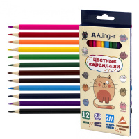 Карандаш 12 цв Alingar Котята 3-хгранные AL11074-12
