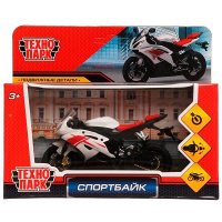 Машина технопарк 11см Спортбайк металл руль поворачивается, подвеска, подножка 335824