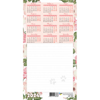 Календарь 2024 магнит блок для записей вертикальный Цветы 7887