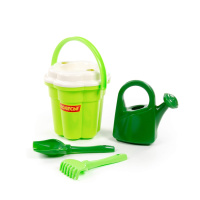 Набор песочный №655 Сафари ведро-цветок большое, ситечко, лопатка, грабельки, лейка большая