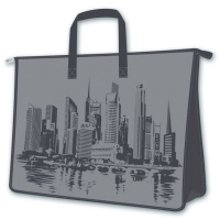 Папка А2 для рисунков и чертежей Мегаполис пластик молния ручка 46645