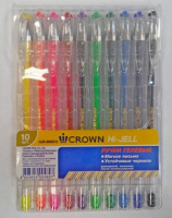 Ручка гел набор 10цв Crown 0,5мм HJR-500SET/10