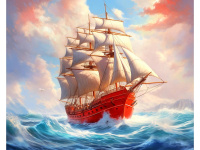 Алмазная мозаика 40*50 Белоснежные паруса (на подрамнике полная выкладка 30цв)