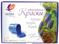 Краски акриловые 12цв художественные 20мл в контейнере 35С 2342-08