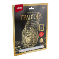 Гравюра большая золото Сибирский кот Гр-672