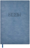 Ежедневник 2024г А5 176л Тиволи глосс Серо-голубой кожзам