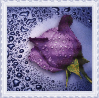 Алмазная мозаика 25*25 Сиреневая роза (холст без подрамника, пластиковые элементы)