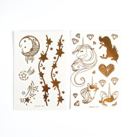 Татуировка на тело 2 шт Единороги и звезды золото 5160973