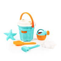 Набор песочный №650 Сафари ведро-цветок большое, ситечко, лопатка, грабельки, формочки 2шт, лейка