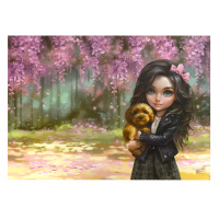 Клеенка Брюнетка с собачкой 500*700 пвх 69109