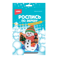 Роспись по дереву Новогодний сувенир Снеговик с фонариком Фнн-025