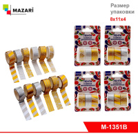 Скотч декоративный 1,5 см х 3 м, 3 шт. в блистере М-1351В