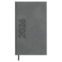 Еженедельник 2026г 85*145мм 64 л Лозанж серый кожзам 70360