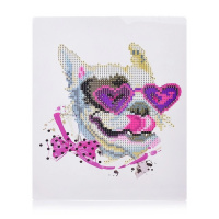 Алмазная мозаика 21*25 Собака в очках (мольберт,частичная,стразы,стилус)