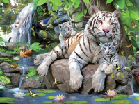Пазлы 63 детали Белые Тигры Бенгалии 3D White Tigers of Bengal