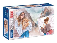 Пазлы 1000 Девушка с собачкой