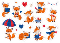 Алмазная мозаика Наклейки Лисята 14*19,5 см 