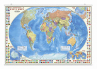 Карта мира Политическая 124*80 см М1:24 млн ламинированная на рейках 7991