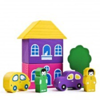 Конструктор томик Цветной городок фиолетовый деревянный 8 деталей