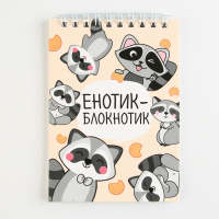Блокнот А6 40 л Енотик - блокнотик гребень клетка