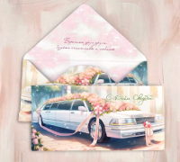 Конверт С днем свадьбы! (лимузин) Cuf13