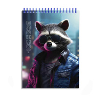 Блокнот А6 80 л Крутой енот клетка гребень 69241