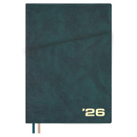 Ежедневник 2026г А5+ 176л Шеврет зеленый кожзам интегральный переплет 70406