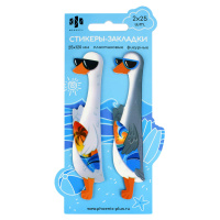 Этикетка закладка самокл 2 цв 25*120 мм 50 л Гуси пластик 65194