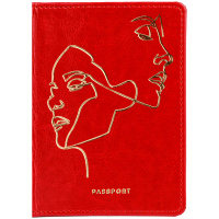Обложка на паспорт Life line кожзам красная тиснение фольгой
