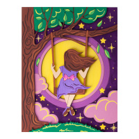 Роспись по дереву Панно 3D Качели Фнр-036