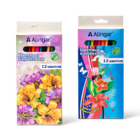 Карандаш 12 цв Alingar 3-хгранные Цветы AL4393-12