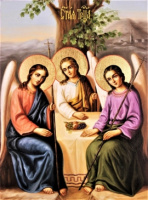 Раскраска на холсте по номерам 40х50 Икона Святая Троица