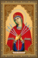 Картина со Стразами 20*30 Пресвятая Богородица Семистрельная (холст на подрамнике, стеклянные и акри