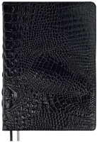 Ежедневник А5+ 160л Аллигатор Черный кожзам