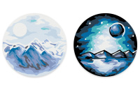 Картина по номерам 9*9 см ФРЕЯ Горные вершины на магните 2шт PNBM-027