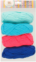 Пряжа Simple 100% акрил 25 г 66 м 4 мотка №06 св.розовый-бирюзовый-голубой-синий