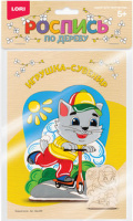 Роспись по дереву игрушка-сувенир Озорной котик Фнр-005