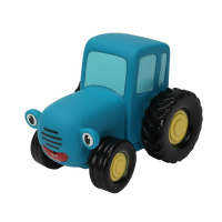 Игрушка для купания капитошка Синий трактор 10см с улыбкой в сетке 392249