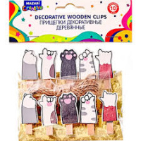 Прищепки декоративные дерево 10шт 3.5*0.7см Лапки