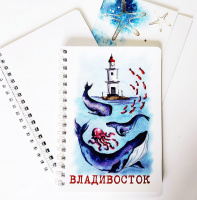 Блокнот Владивосток 19 Киты и маяк (А6 35 л без линовки)