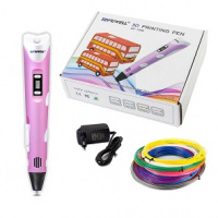 Ручка 3D Myriwell RP100B пластик ABS/PLA 3 цвета розовая