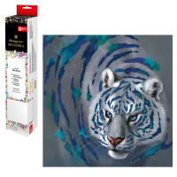Алмазная Мозайка 30*30 Снежный Тигр (холст, акриловые круглые стразы, полная выкладка) 