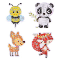 Алмазная мозаика на магните Животные 7.5х7.5см 4 штуки м-11912,11920