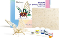 Деревянный 3D конструктор 63 детали Бабочка с красками и кистью