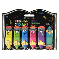 Этикетка закладка самокл 6цв 22*72мм 20л пластик Карандаши 65034